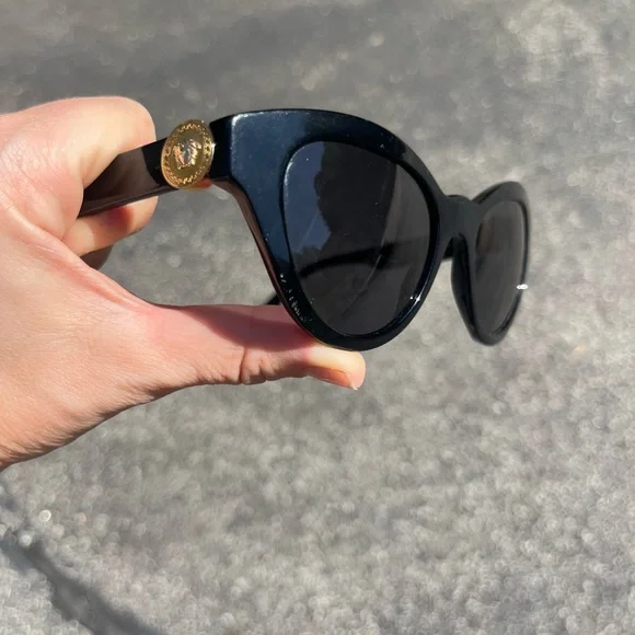 Versace Black Sunglasses with Gold Medallion - Picture 7 of 12